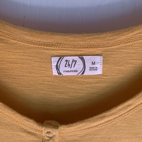 Maurices mustard with striped rounded bottom - Picture 2 of 4